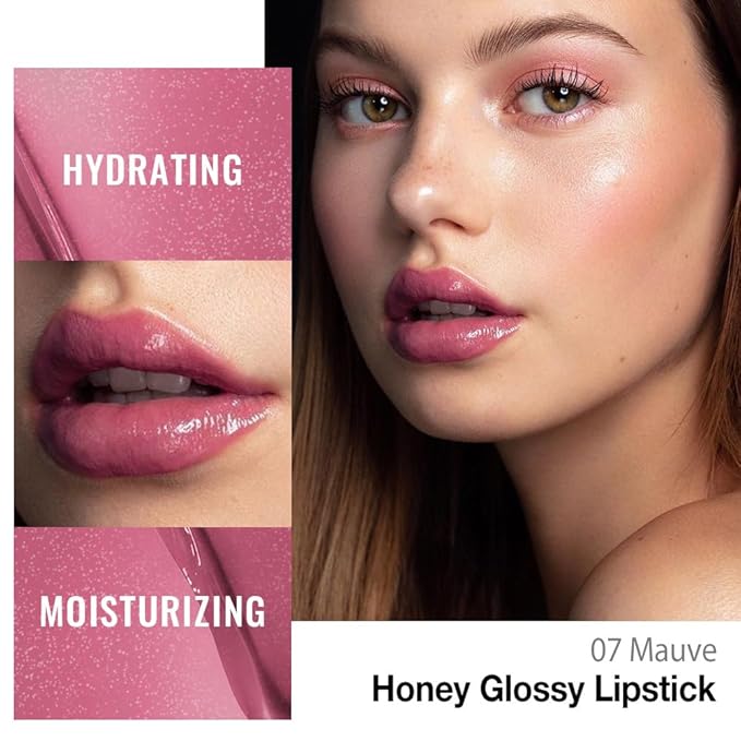 Kaely Mauve Honey Lipstick Tinted Lip Balm, Hydrating Shine Lipstick for Women Dry Lips, Moisturizing Nourishing Glossy Lip Gloss Stain Makeup, Sheer Lightweight, Vegan & Cruelty-Free, 07
