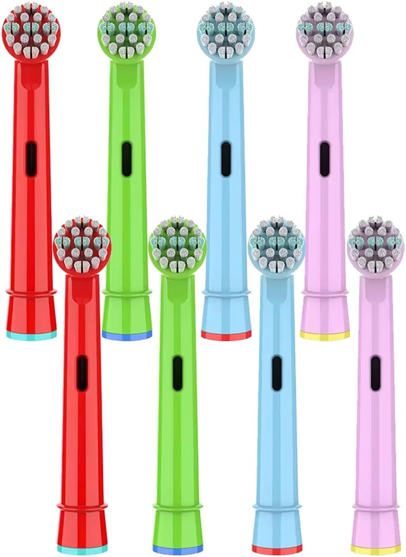 Kids Toothbrush Heads Compatible with Oral B - Electric Toothbrushes, Replacement Brush Heads with Protective Caps, 4/8/12/16 Pack (8)