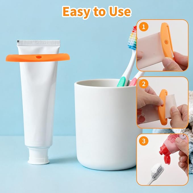 12 Pcs Toothpaste Squeezer, Plastic Toothpaste Tube Squeezer Tool, Hanging Toothpaste Saver Squeezer Clip for Toothpaste Cream Cosmetics Facial Cleanser Pigment and Paint (4 Colors)
