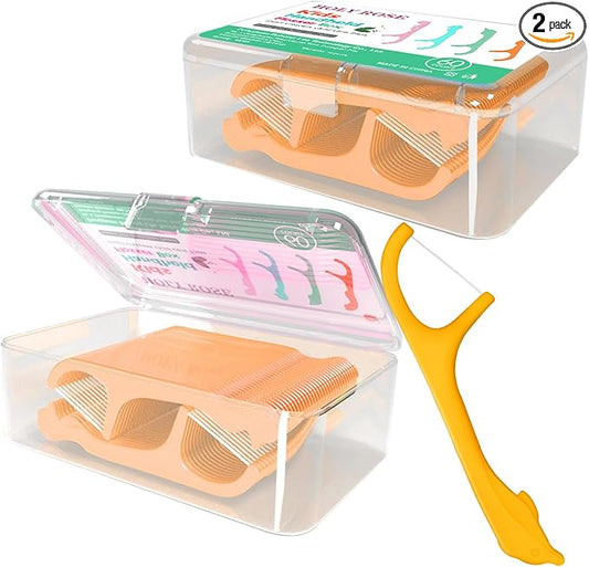 Holy Rose Kids Dental Floss Case 2 Box, Box 60 Count,Contains 120 Count Portable Floss Case Colorful Fun Floss for Teenagers, Kids, Boys, Girls.