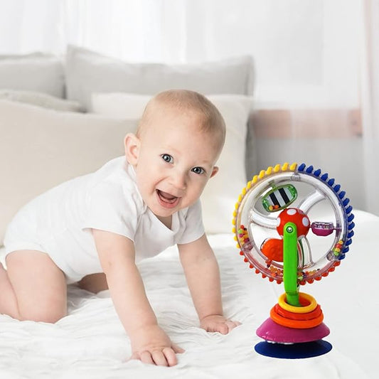 Suction Cup Rotary Windmill High Chair Bath Toy Educational Fine Motor Skill Shower Dinner for Time for Infant B Baby Highchair Toy with Suction