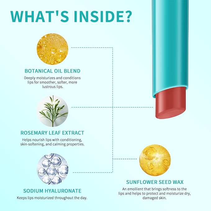 4Pcs Hydrating Lip Tint Watery Lip Gloss, Long-lasting & Moisturizing Tinted Lip Balm, Natural Ingredients Sheer Moisture Lip Stain Lipstick for Women and Girls