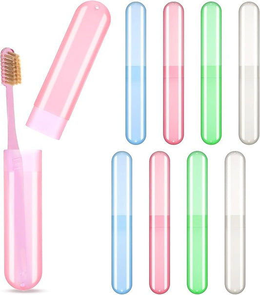 8 PCS Toothbrush Travel Case, Plastic Toothbrushes Covers Portable Tooth Brush Holder for Travel Toothbrush Holder Toothbrushes Container Protector Tooth Brush Case for Trip Camping Home Business