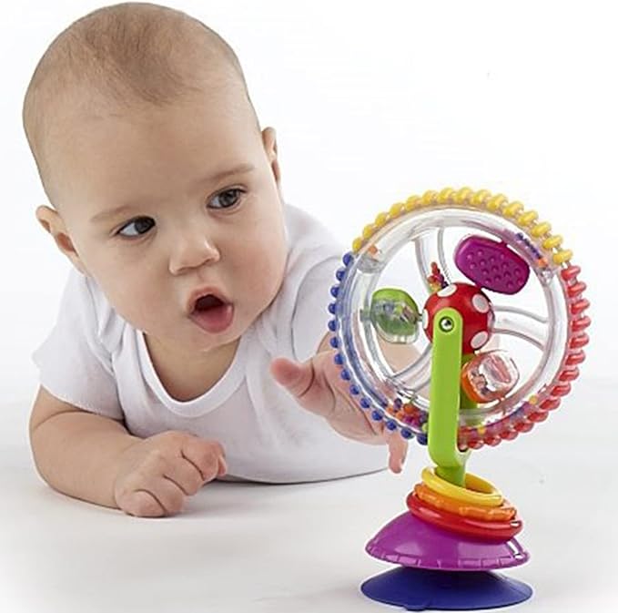 Suction Cup Rotary Windmill High Chair Bath Toy Educational Fine Motor Skill Shower Dinner for Time for Infant B Baby Highchair Toy with Suction