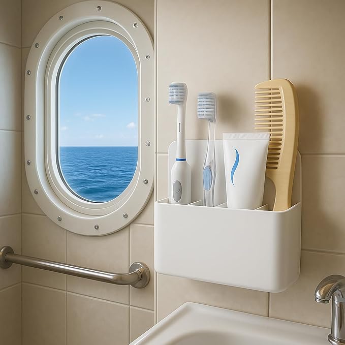 2 Packs Magnetic Toothbrush & Toothpaste Holder for Cruise Ships, Wall‑Mounted Cruise Bathroom Organizer, Compact Travel Storage, 2025 Cruise Essentials