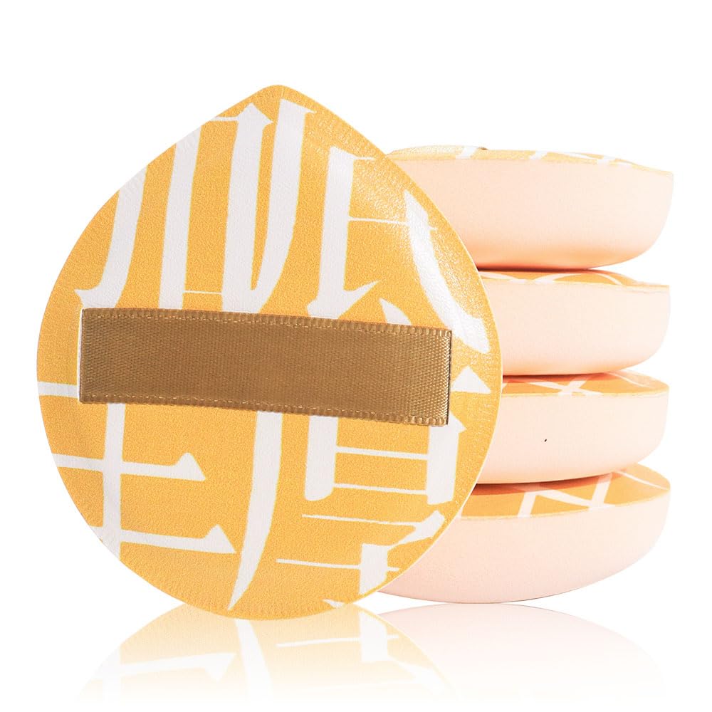 Makeup Sponge for Foundation Concealer and Powder,Latex Free Blender Sponge for Natural and Easy Makeup Soft Long Lasting Beginner-friendly,Travel Size Beauty Makeup Tools (Yellow XL 5 Pcs)