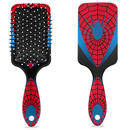 Kids Hair Brush for Boys Girls Toddler - Red Blue Spider Web Detangler Hairbrush for Wet Dry Thin Long Curly Hair Pain-Free Comb Glide Through Tangles with Ease and Massage Scalp