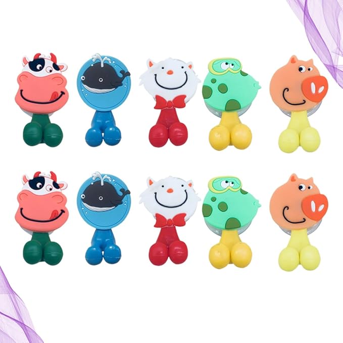 10pcs Cartoon Animal Toothbrush Holder with Strong Suction Cup Wall Stand for Bathroom Creative Silicone Rack with Frog Pig Shark Designs Space-Saving Organizer for Random Color