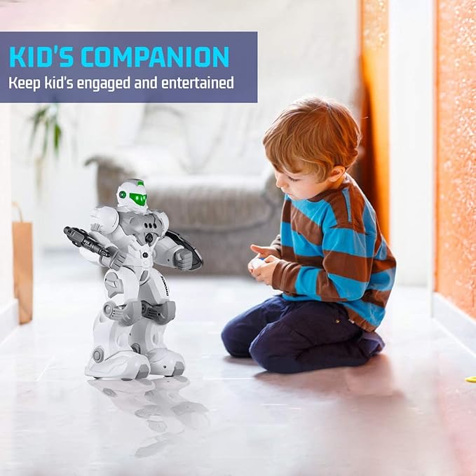 SONOMO Toys for 6-9 Year Old Boys, RC Robot Gifts for Kids Intelligent Programmable Robot (White)