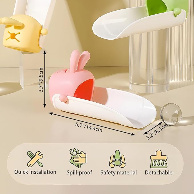 Rabbit Faucet Extender 4PCS, Sink Extender for Toddlers, Hand Washing, Suitable for Bathroom, Kitchen, Bathtub, Water Spout