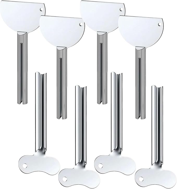 Toothpaste Squeezer, 2026 New Metal Tube Squeezer Key, Manual Toothpaste Roller Tube Wringer for Paint, Cream, Cosmetic and Hair Dye (8 Pcs)