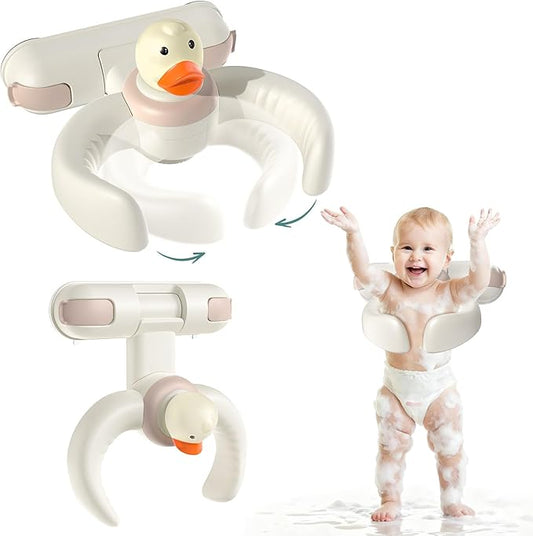 Baby Bath Stand-Baby Shower Stand Duck with Strong Suction Cups. Foldable Adjustable Bath Support for Infants Toddlers 8-36 Months, Babies Shower Gifts Soporte para Bañera de Bebé Toddler Bath Helper