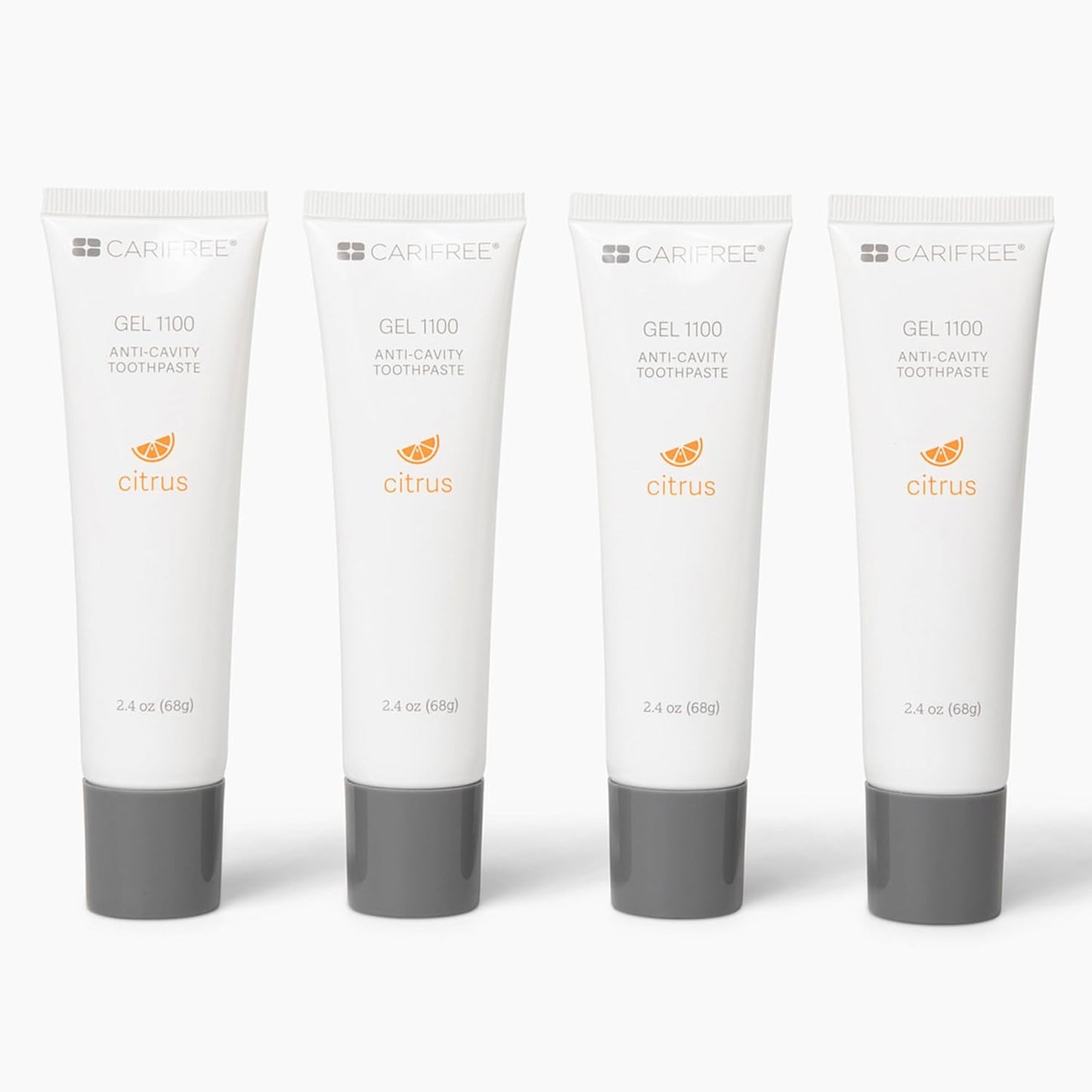 CariFree Gel 1100 (Citrus) Anti-Cavity Fluoride Toothpaste with Nano Hydroxyapatite, Cavity Prevention and Enamel Protection, Dentist Recommended for Kids and Adults, 2.40 oz. (Pack of 4)