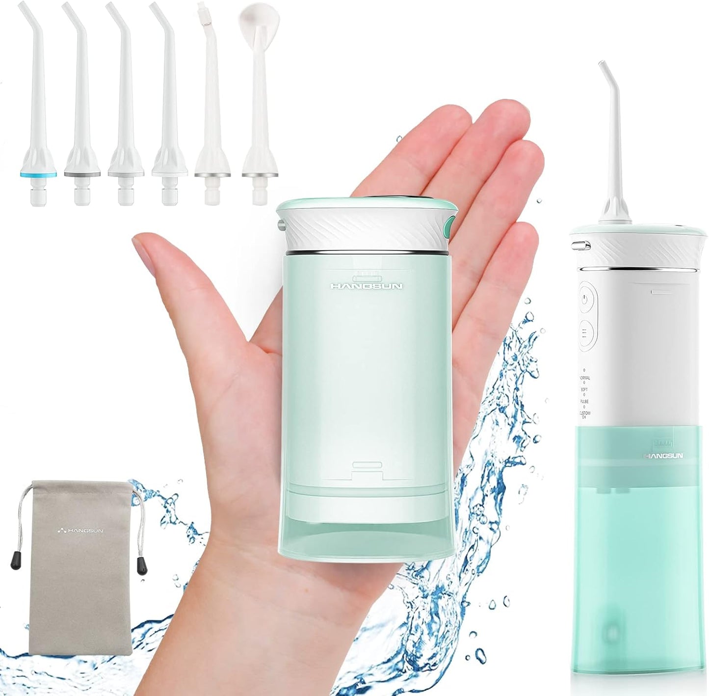 Hangsun Water Flosser Cordless Oral Irrigator Portable Teeth Cleaner HOC600 IPX7 Waterproof Electric Dental Flossers with DIY Modes 6 Jet Tips for Braces Care Travel and Home Use