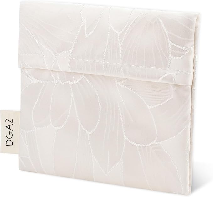 DGAZ Sanitary Napkin Storage Bag, Period Bag for Teen Aged Girls, Portable Period Bag for Panty Liners/Menstrual Cup/Small Tampons，Mini Makeup Bag for Purse(Snowflake)