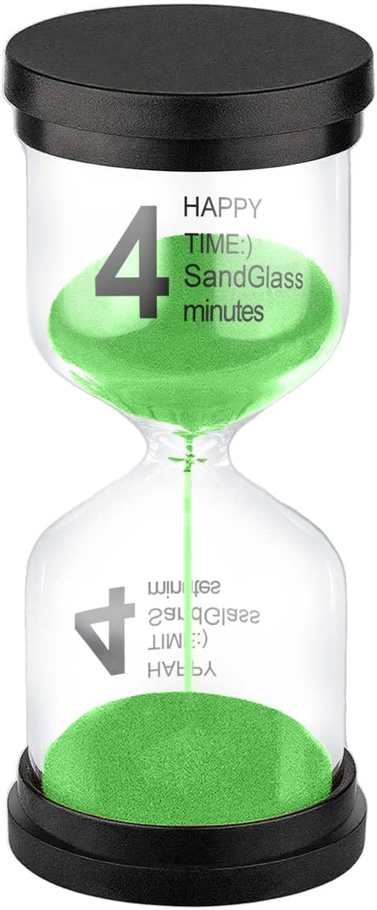 SuLiao 4 Minute Hourglass, Green Sand Clcok Timer, Colorful SandWatch 4 Min, Plastic Reloj De Arena 4 Minutos, Large Hour Glass Sandglass, Kitchen, Games, Classroom, Decor