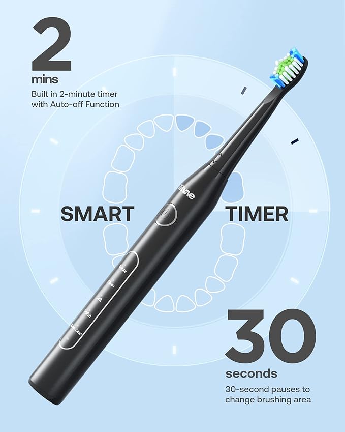 Bitvae Electric Toothbrushes 2 Pack With Holders, Ultrasonic Electronic 8 Brush Heads 5 Modes, Rechargeable Power for 30 Days Using, Black & Pink