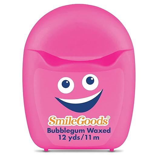 Practicon SmileGoods Cuties Bubblegum Waxed 12 Yard Dental Floss, Mini Sample Size Floss for Giveaways, Travel, Kids, Adults, Patients, Assorted Bright Colors with Display Canister, Bulk 72 Pack