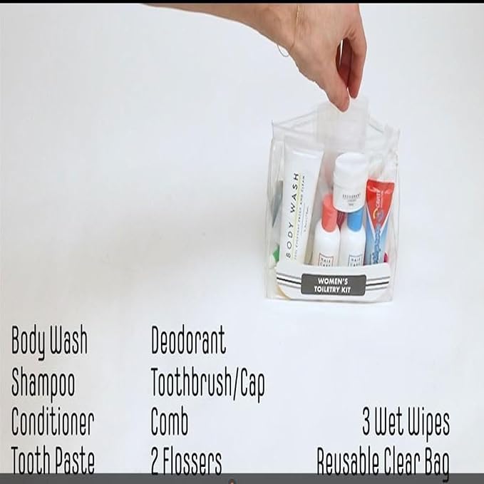 Trail maker (25 Kits) Homeless Care Package Supplies Bulk Summer Hygiene Travel Kits for Women, 15 Piece Travel Size Toiletries, Homeless Supplies in Bulk for Charity