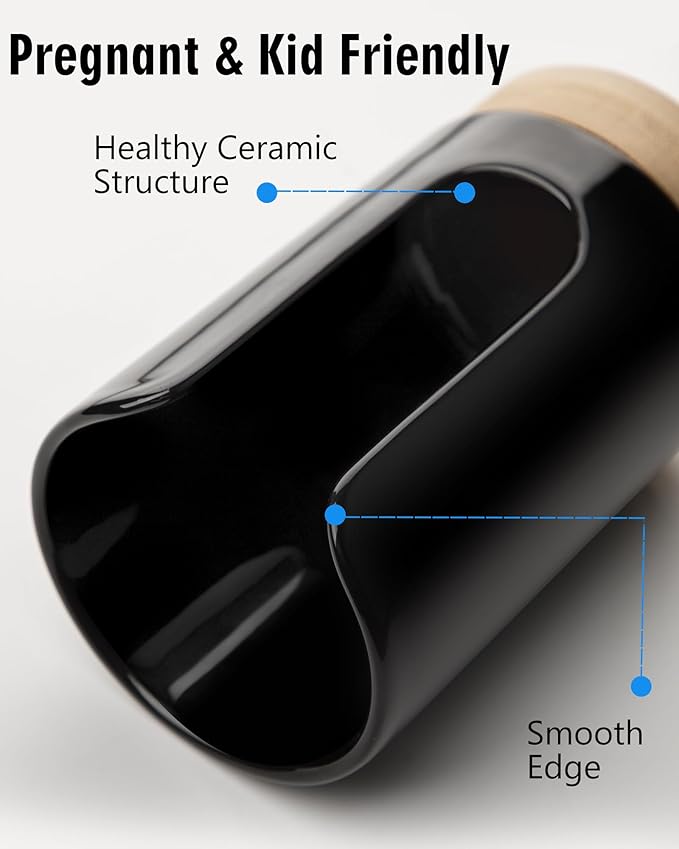 Ceramic Bathroom Cups Dispenser - 3-5 oz Disposable Paper & Plastic Bathroom Cups Holder - Mouthwash Cups Dispenser for Bathroom, Guest Toiletries, Countertop, Coffee - BPA Free (Black)