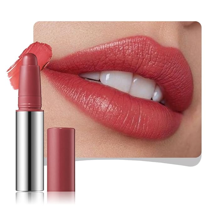 Crimson Matte Lipstick Crayon - High Pigment Creamy Formula, Waterproof Long Lasting, Smooth Glide Application, Non-Sticklipstick, Ultra Thin Lightweight, Velvet Matte Lip Feel for Women 03#