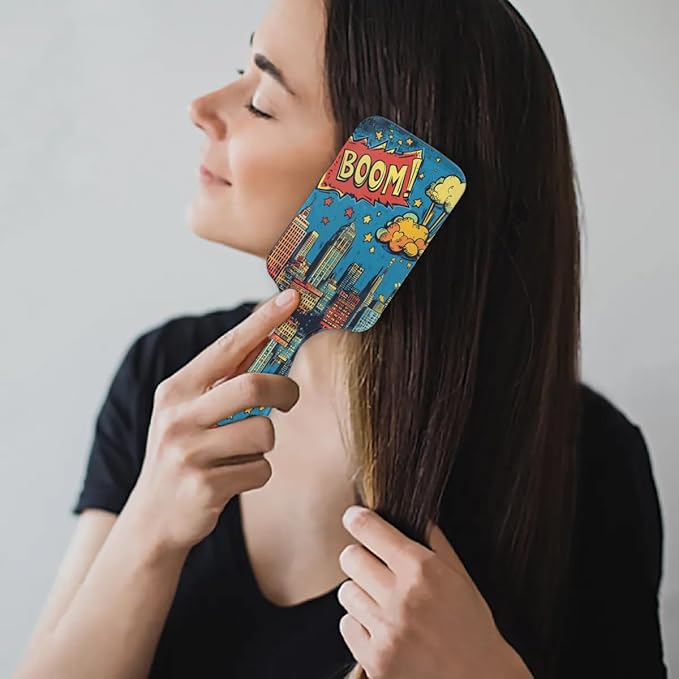 Kids Hair Brush for Boys Girls Toddler - Cartoon Comic Detangler Hairbrush for Wet Dry Thin Long Curly Hair Pain-Free Comb Glide Through Tangles with Ease and Massage Scalp