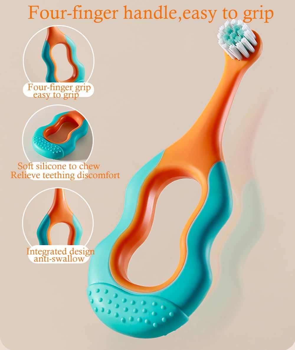 Baby Toothbrush,Lovely Calabash Handle Design Soft Bristles Infant to Toddler Toothbrush,Small Head for 0-3 Years, Teething Relief, 4 Pack