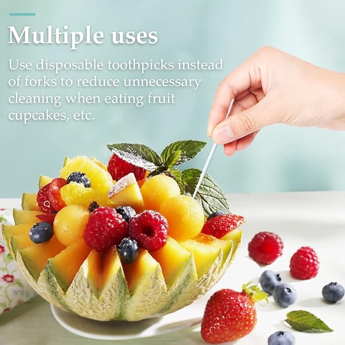 FERCAISH 400Pcs Disposable Individually Packaged Double Head Dental Floss Interdental Toothpick, Plastic Brush Teeth Stick Oral Care Toothpicks Teeth Cleaning Tool(White)