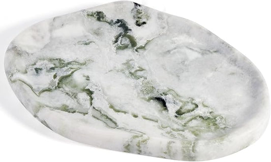 Koville Luxury Natural Green Marble Vanity Tray, Cloud Shape Serving Stone Key Tray for Home Decor, 10" x 7" Marble Storage Trays for Bathroom, Stone Plate Holder for Perfume, Candle and Jewelry