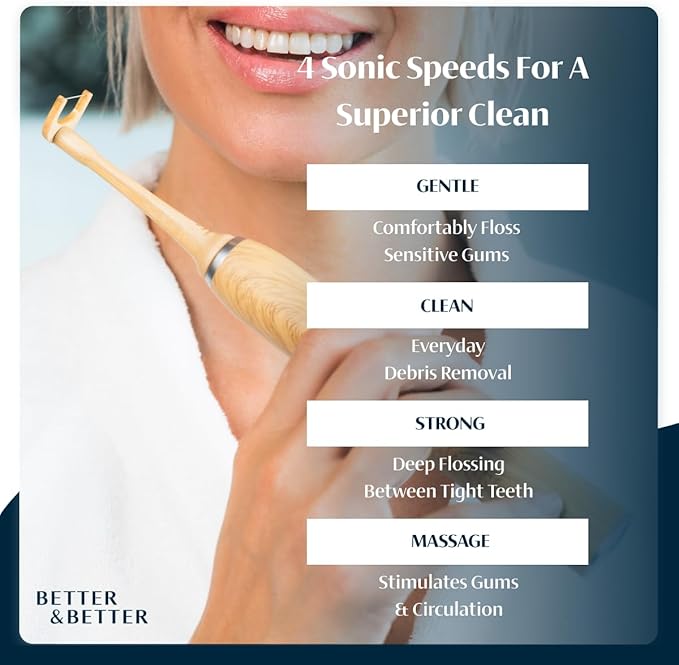 Better & Better Bamboo Sonic Electric Flosser Refill Tips - 90 Pack | Replaceable Bamboo Flossing Tips for Deep, Gentle Cleaning | Plant-Based, Gum-Friendly & Plaque-Removing Oral Care