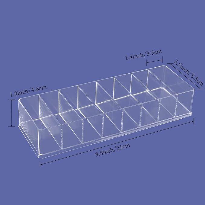 Acrylic Makeup Organizer,4 Pack Makeup Compact Organizer Detachable Makeup Organizer Clear Vanity Drawer Organizer, 8 Spaces Clear Cosmetic Display Case for Bathroom, 10x3.3x1.7 Inches