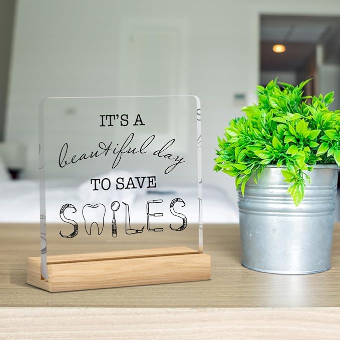 Dentist Gift Dentist Appreciation Gifts Dentist Graduation Gift for Men Women Dental Assistant Week Gifts Dental Gifts for Coworkers Dental Office Decor Acrylic Sign 4 x 4 inch