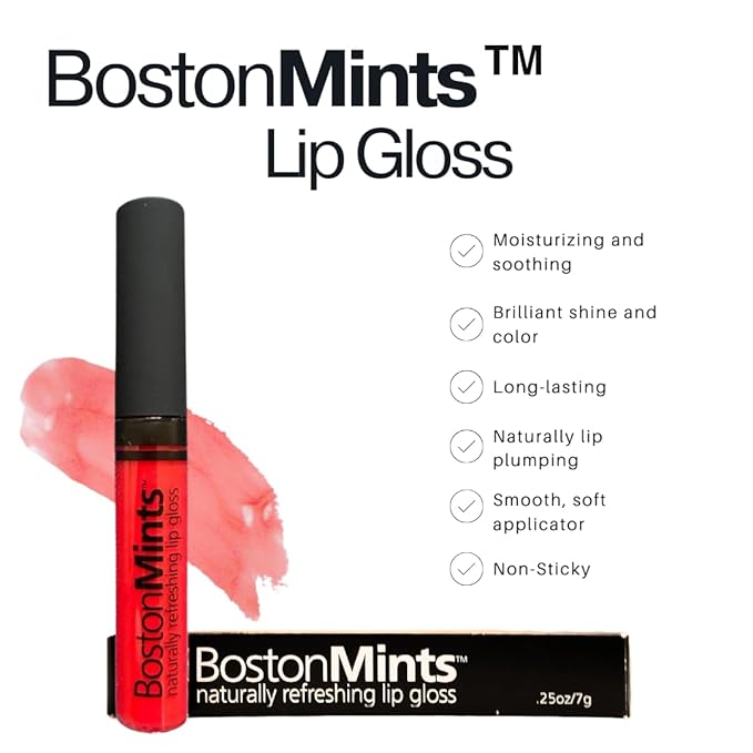 Charlestown Cherri Lip Gloss (.25oz) - Naturally Refreshing Vegan Lip Gloss with Aloe, Vitamins C & E, Spearmint Extract