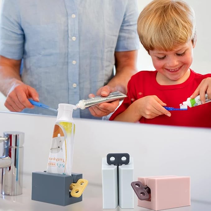 Y-Kelin 3 PCS Toothpaste Squeezer, Rolling Tube Toothpaste Squeezer with Frosted Handles Toothpaste Holder Stand Bathroom Organizer,Saves Toothpaste and Creams (Pink + White + Light Blue)