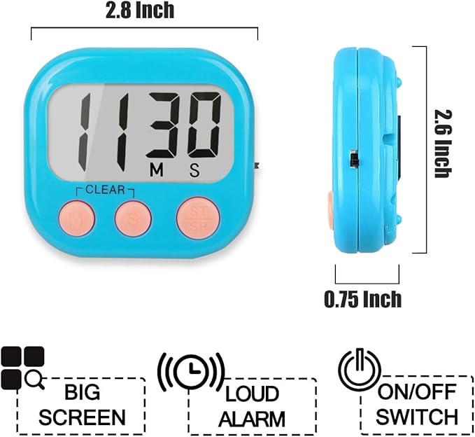 Classroom Timers for Teachers Kids Large Magnetic Digital Timer Teacher Supplies 4 Pack-Blue Pink
