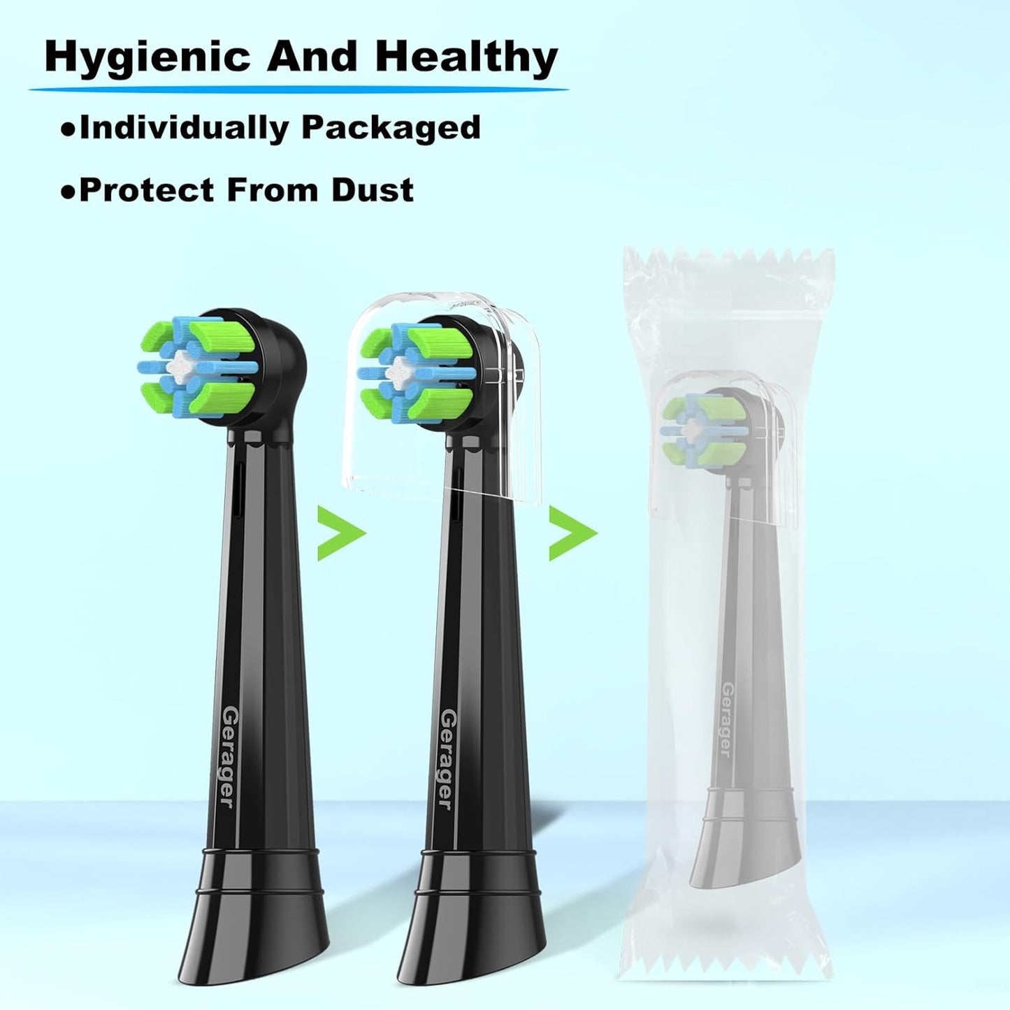 8 Pack Toothbrush Replacement Heads Compatible with Oral B iO, Toothbrush Heads Compatible with Oral B iO 3 4 5 6 7 8 9 10 Series Electric Toothbrushes, Black/White