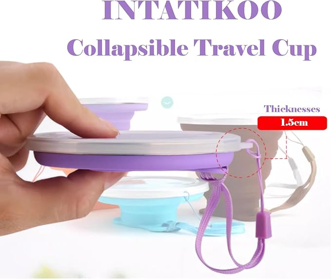 Silicone Collapsible Cups for Camping Travel,Small Portable Backpacking Camping Cup for Outdoor,Reusable Folding Travel Cup,270ml,Graduated(Purple)