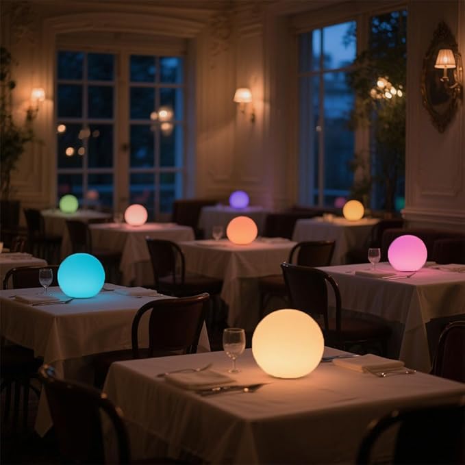 6-in Cordless LED Globe Orb Light for Kids, RGB Color Changing Orb Night Light Mood Lamp w/Remote, Rechargeable LED Ball Night Light Sphere Bedside Lamp, Ideal for Home Garden Patio Party Bar Decors