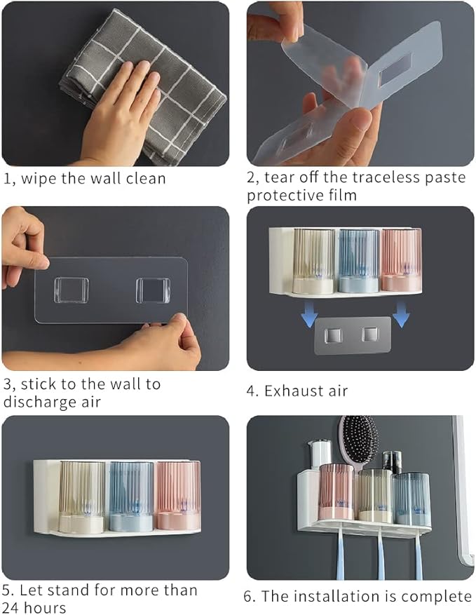 𝟐𝟎𝟐𝟓 𝐔𝐩𝐠𝐫𝐚𝐝𝐞𝐝 So Nice Toothbrush Holders for bathrooms Accessories Wall Mounted,Electric Shower Toothbrush Holder White Plastic toothbrushes Holder Set for Kids with 3 Cups