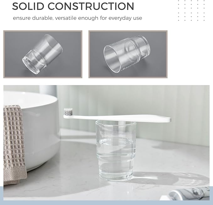 Bathroom Glass Cup, Aomasi Transparent Toothbrush & Toothpaste Holder, Mouthwash Tumbler Cup Drinking Mug Glassware