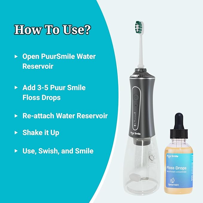 Complete Oral Kit - Dental Care Treatment | Water Flosser + Floss Drop Serum + Replacement Tips