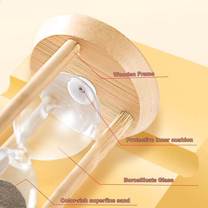 Wood Sand Timer,30 Minute Hourglass,Brown Sandglass 30 Min,Mini Sand Watch,Reloj de Arena 30 Minuto for Toothbrush Timer,Cooking,Baking,Game, Gift