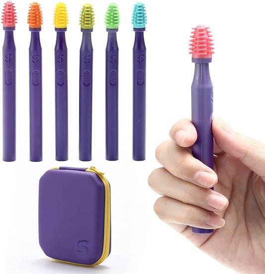Special Supplies Sensory Mouth Brushes and Oral Stimulation Tools for Kids and Adults, Wake Up Mouth for Desensitization, Soft, Flexible, Textured Silicone (6 Pack)