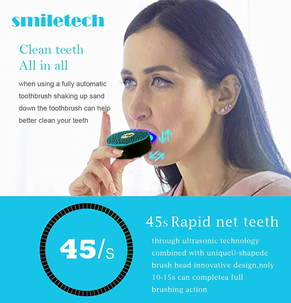 Sonic Glow Toothbrush,Sonic Brush Teeth Whitening Kit,Automatic Toothbrush Equipped with Replacement Brush Heads and Whitening Gel (Black-Blue)