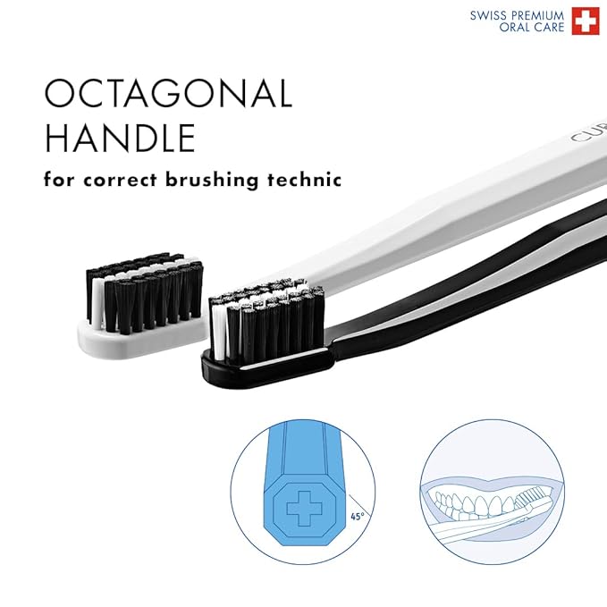 Curaprox Toothbrush Duo – for Adults | Stylish Black & White Ultra-Soft toothbrushes | Whitening-Friendly | Black/White | 2-Pack