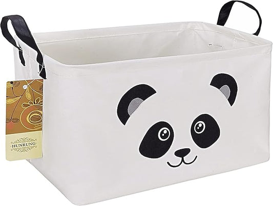 HUNRUNG Rectangle Storage Basket Cute Canvas Organizer Bin for Pet/Children Toys, Books, Clothes Perfect for Rooms/Playroom(Rectangle Panda)
