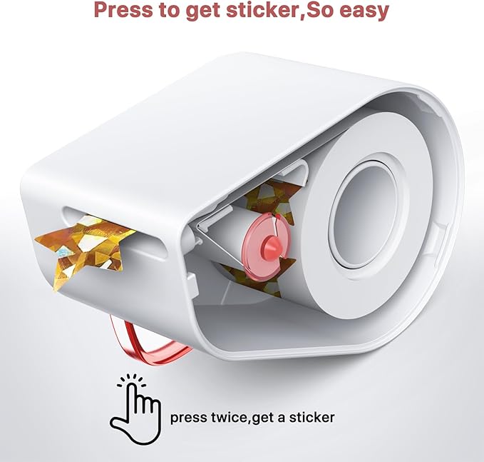 Manual Sticker Dispenser for Rolls of Stickers with 1520Pcs 1Inch Gold Star,Red Heart,Smiley Face Stickers for Kids Reward,Behavior Chart,School Classroom Student Teacher Supplies Gifts(Red)