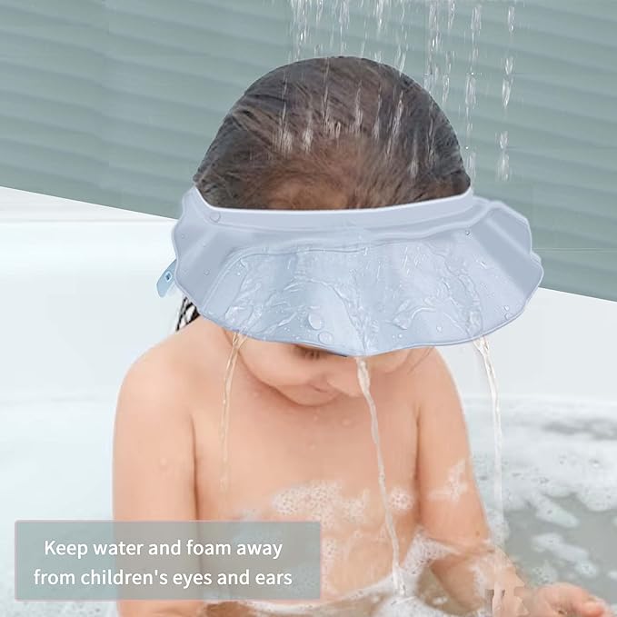 KOMIDK Baby Kids Shower Cap Shampoo Bath Bathing Hat Silicone Adjustable Washing Hair Shower Bathing Protection Shower Cap for Toddler, Baby, Kid, Children (Blue)