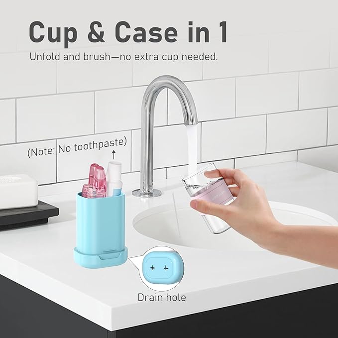 Toothbrush Travel Case Kit,Portable Folding Tooth Brush Holder and Toothpaste Cover Container with Mouthwash Cup, Oral Clean Tools Organizer for Traveling, Bathroom, Camping, Business Trip(1Pack）