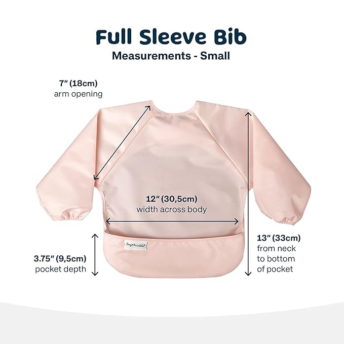 Tiny Twinkle Long Sleeve Bib for Babies & Toddlers – 2 Pack Waterproof Smock Bibs for Eating – Machine Washable & Mess-Proof, Baby Feeding Essential & Shower Must-Have (Rose Burgundy,6–24M)